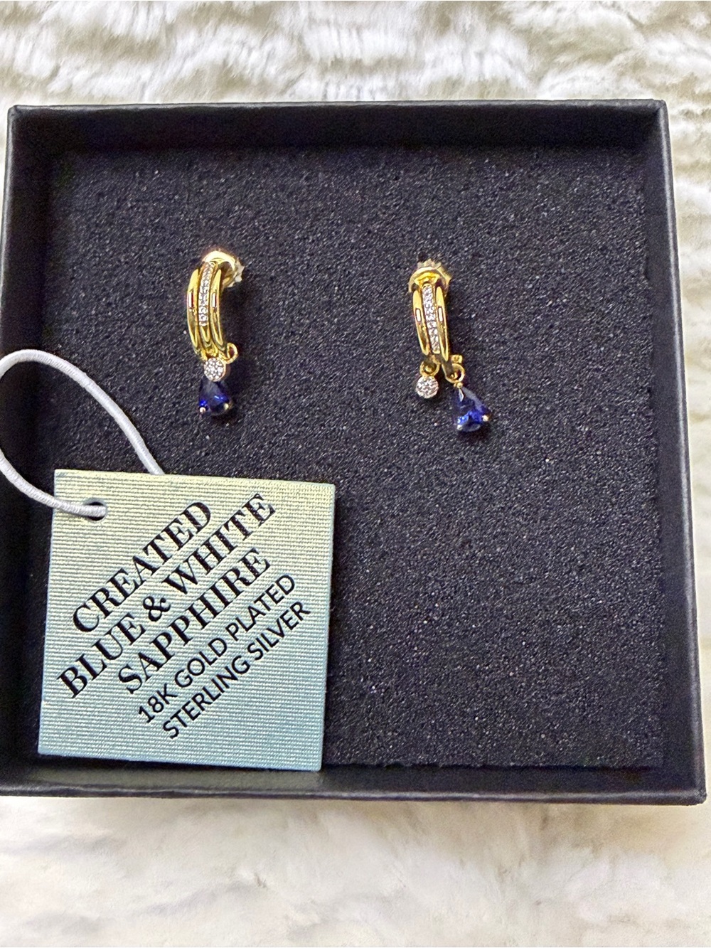 Blue and White Sapphire Earrings